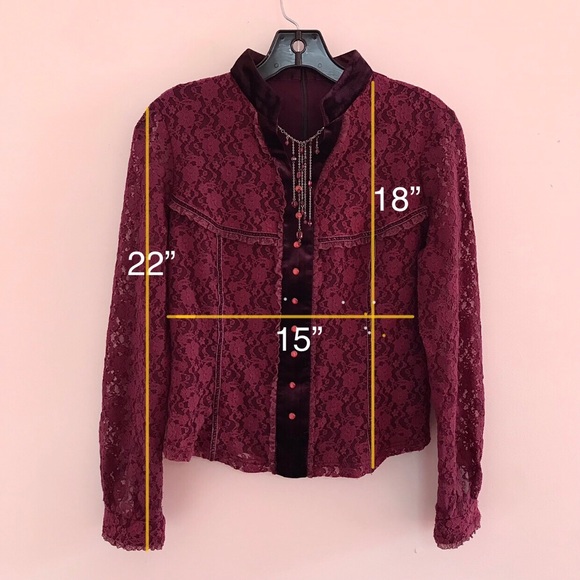 Women's Plum/burgundy Purple Lace Blouse - Picture 10 of 10
